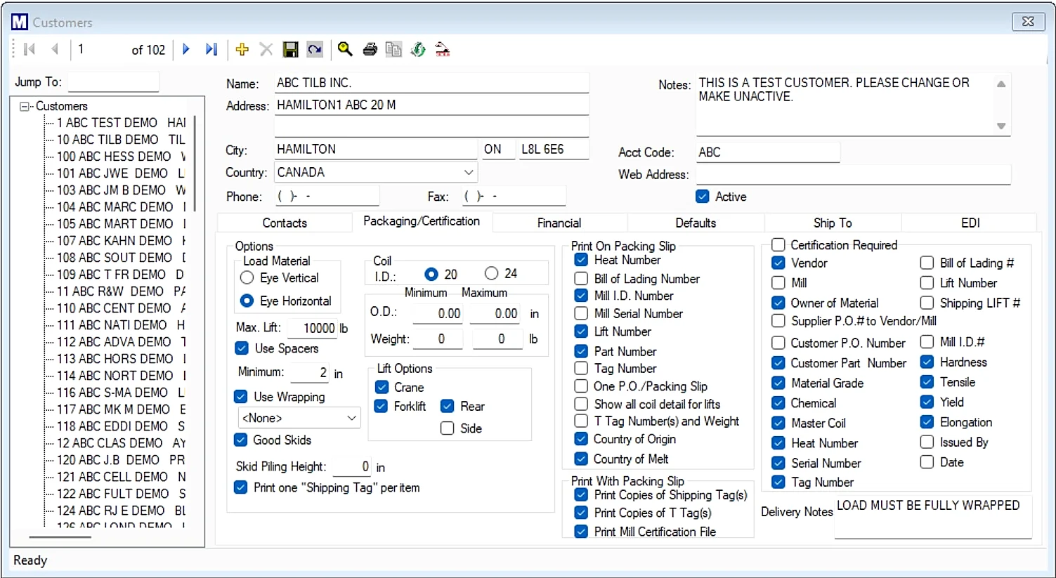 Customer Manager Interface