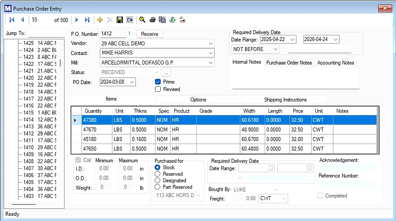 Purchase Order Interface